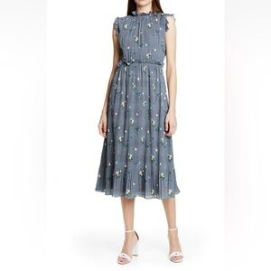 Ted Baker Blue Floral Midi Dress size 4-6